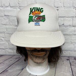 Vintage Trucker Hat Mesh Cap Snapback White King of The Road ICG Propane Truck
